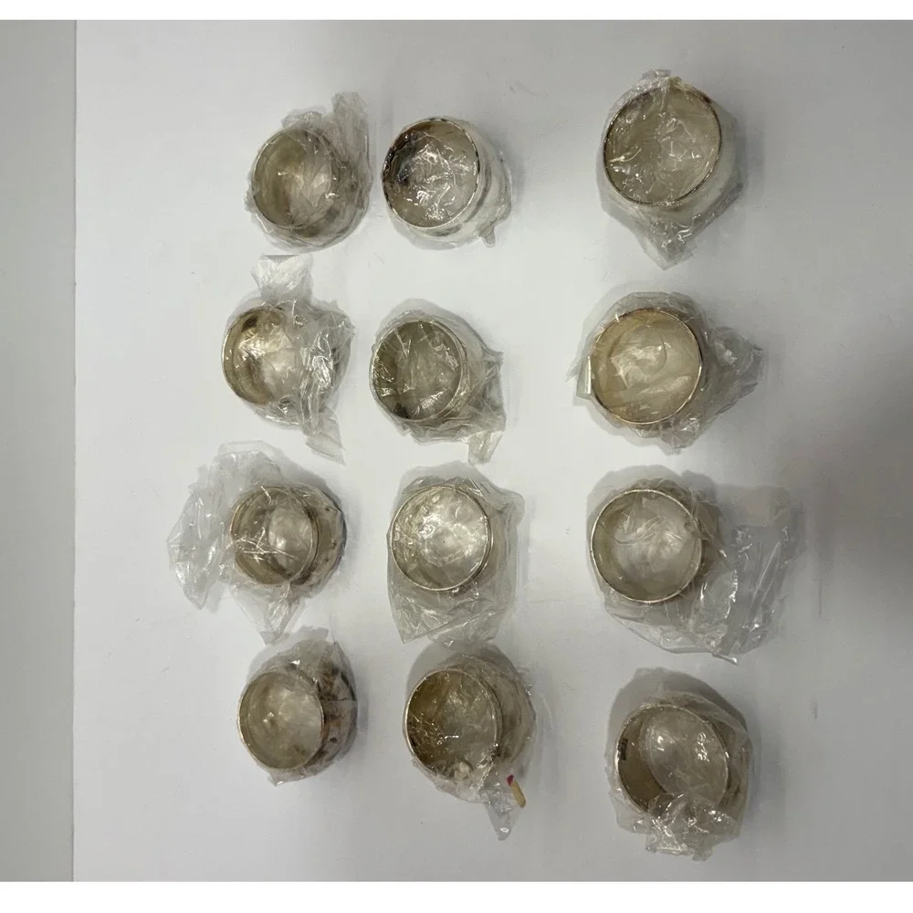 Wieboldt's Vintage Silver Metal Napkin Rings Set of 12 Round Barrel India